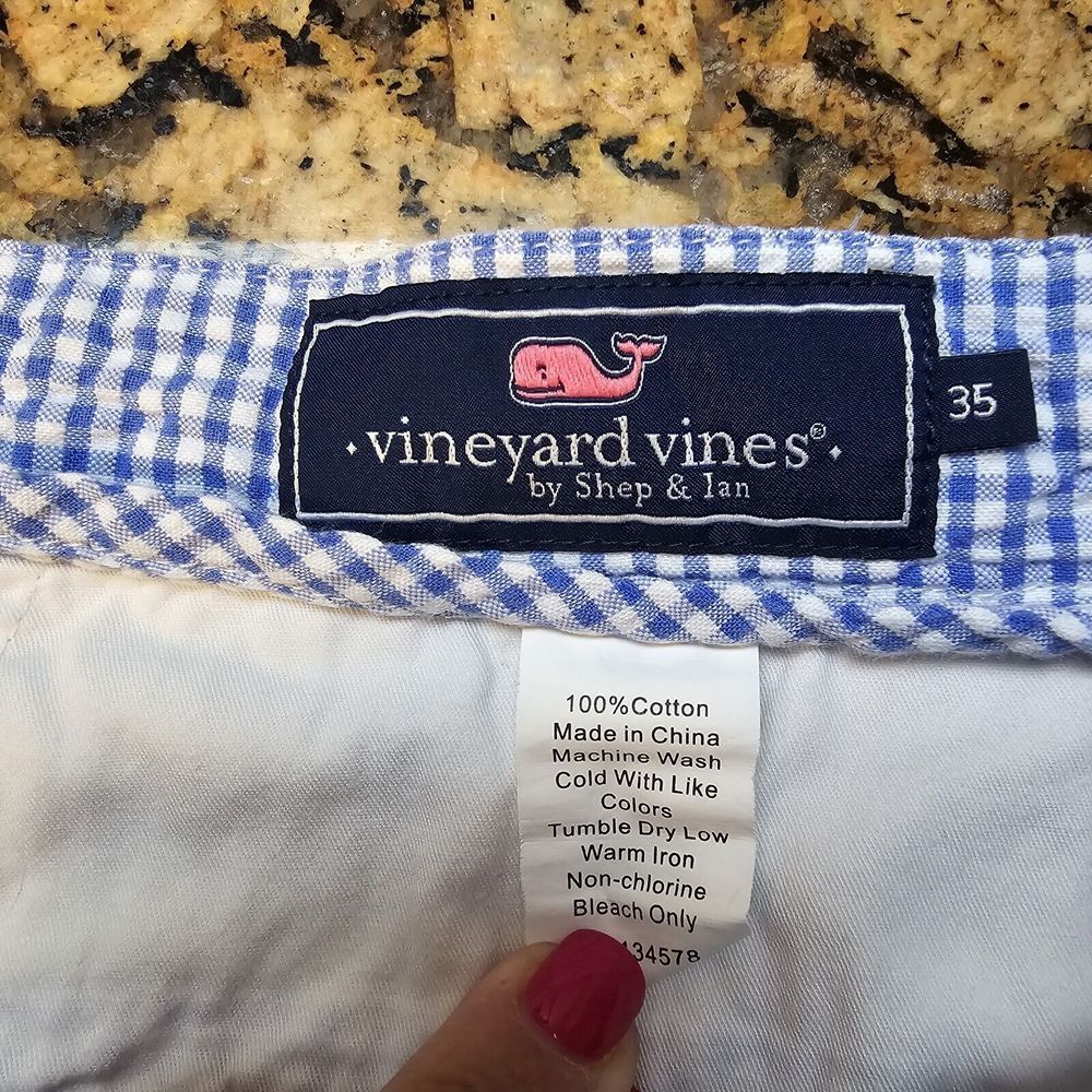 Vineyard Vines Shorts Mens 35 Blue Plaid Seersucker‎ 9" Preppy Golf - Picture 3 of 7